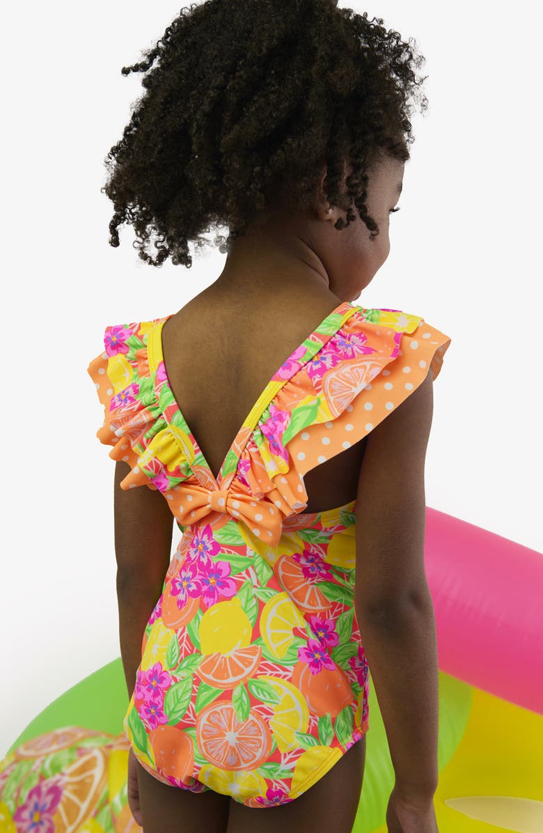 RuffleButts Kids' Neon Squeeze the Day One-Piece Swimsuit, Alternate, color, 