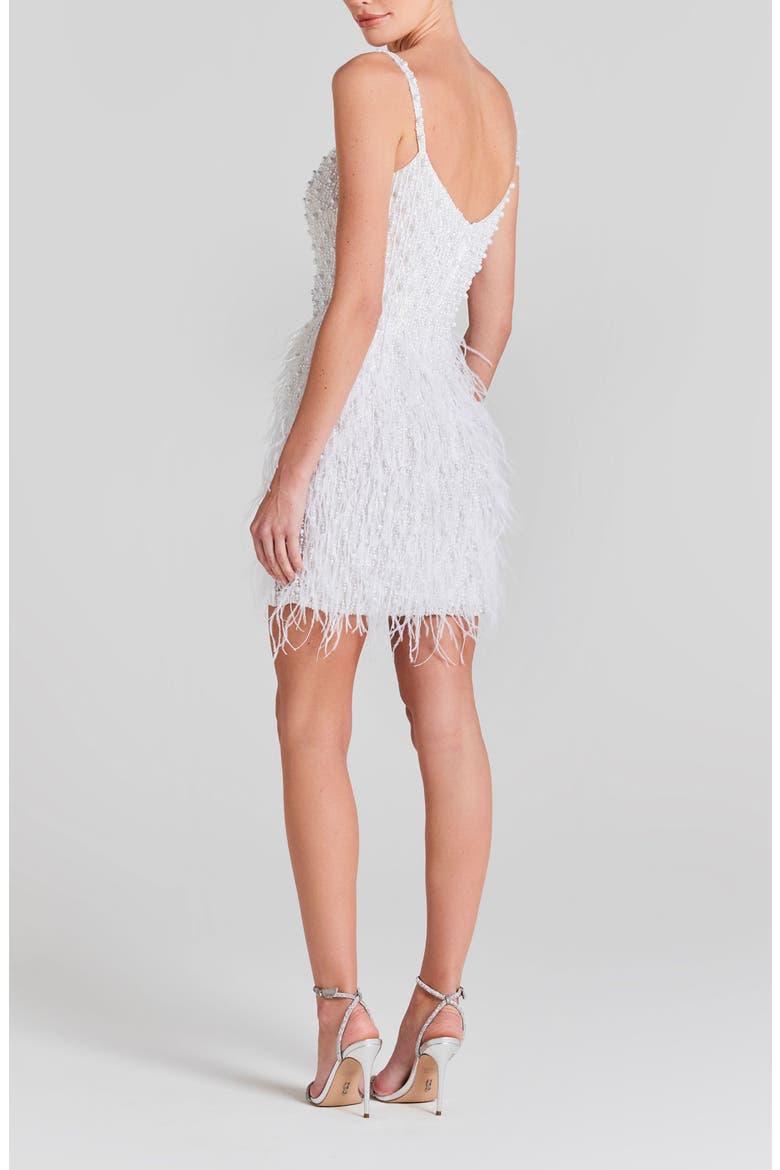 Carrie Feather & Bead Cocktail Minidress, Alternate, color, WHITE