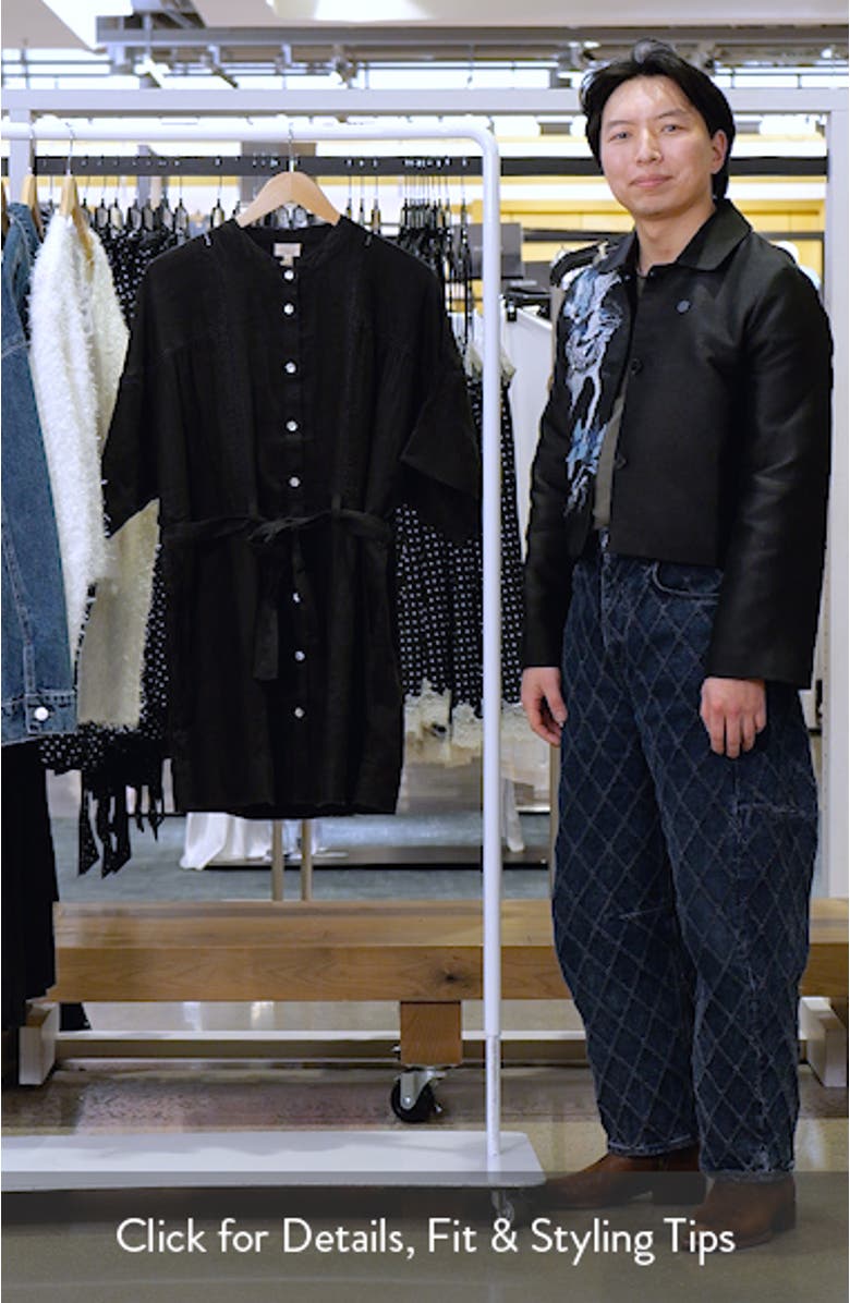 Luna Lattice Inset Linen Shirtdress, sales video thumbnail