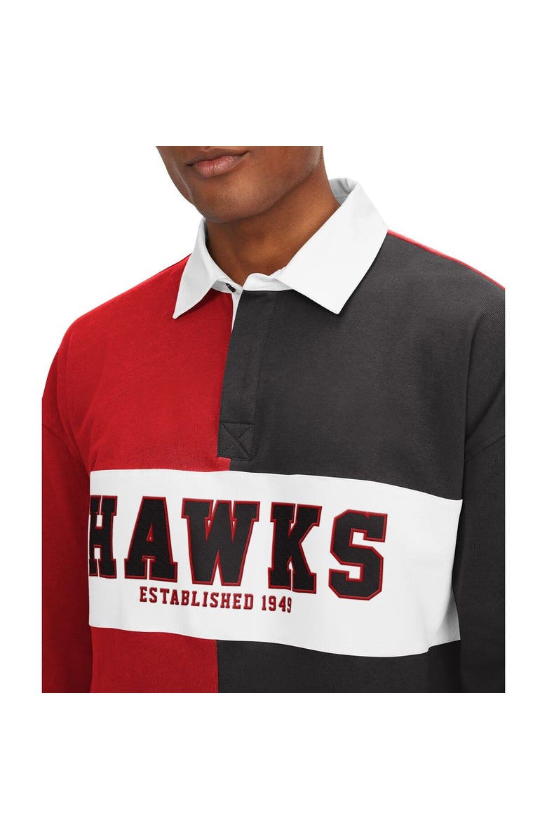 TOMMY JEANS Men's Tommy Jeans Red/Black Atlanta Hawks Ronnie Rugby Long Sleeve T-Shirt, Alternate, color, Red
