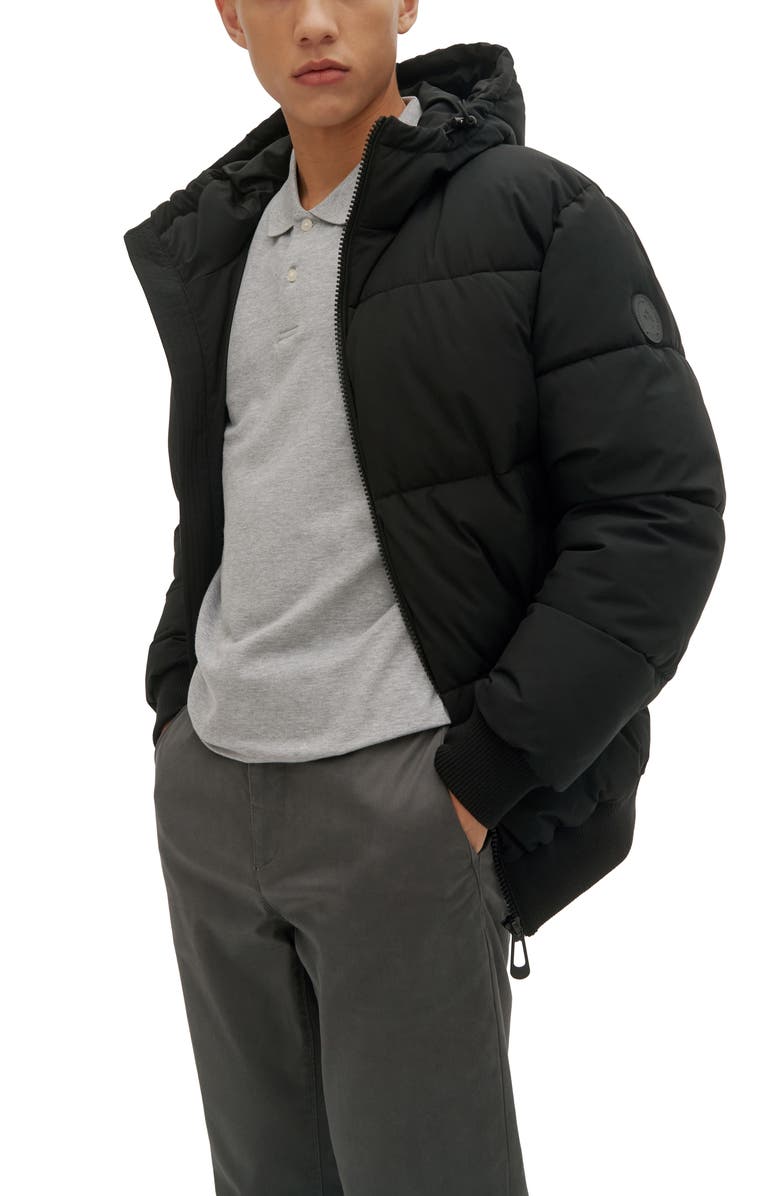 Noize Gunnar Hooded Puffer Bomber Jacket, Alternate, color, Black