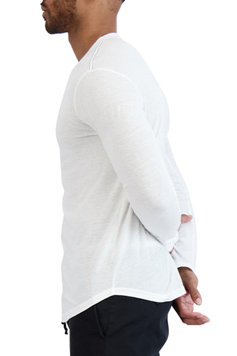 Tri-Blend Long Sleeve Scallop Crew T-Shirt, Alternate, color, WHITE