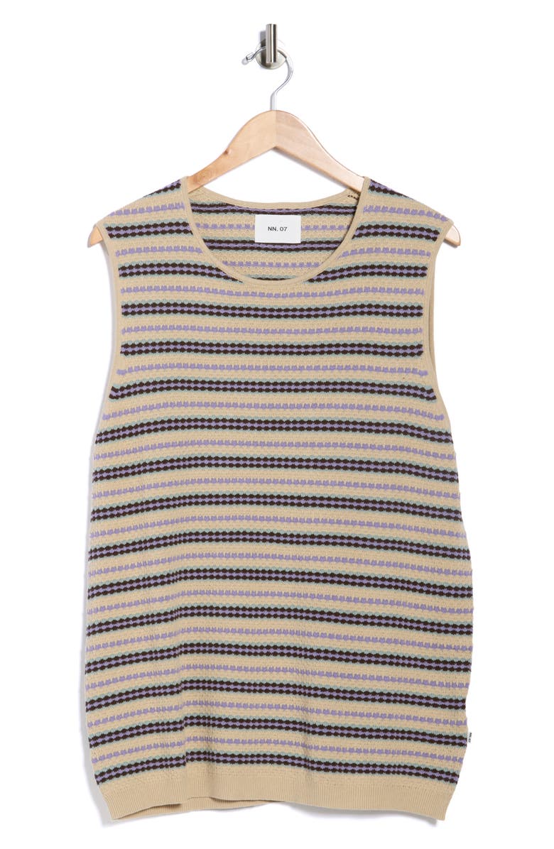 NN07 Bari Stripe Organic Cotton Knit Tank, Alternate, color, Beige Multi Stripe