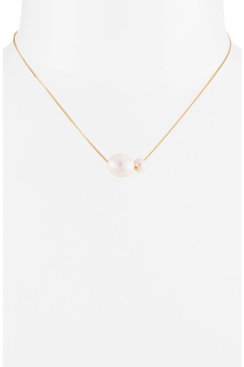 One Blank Can Change The World Pearl Pendant Necklace, Alternate, color, 18CT GOLD PLATED