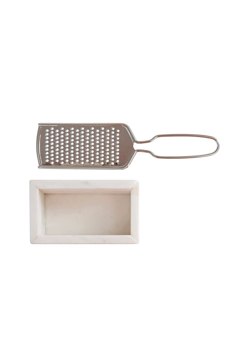 Storied Home Marble and Stainless Steel Grater, Main, color, White