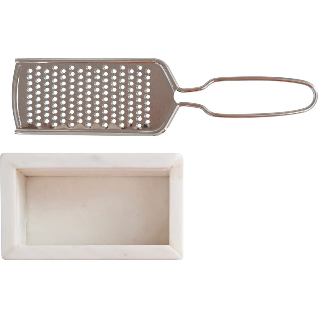 Storied Home Marble And Stainless Steel Grater In White