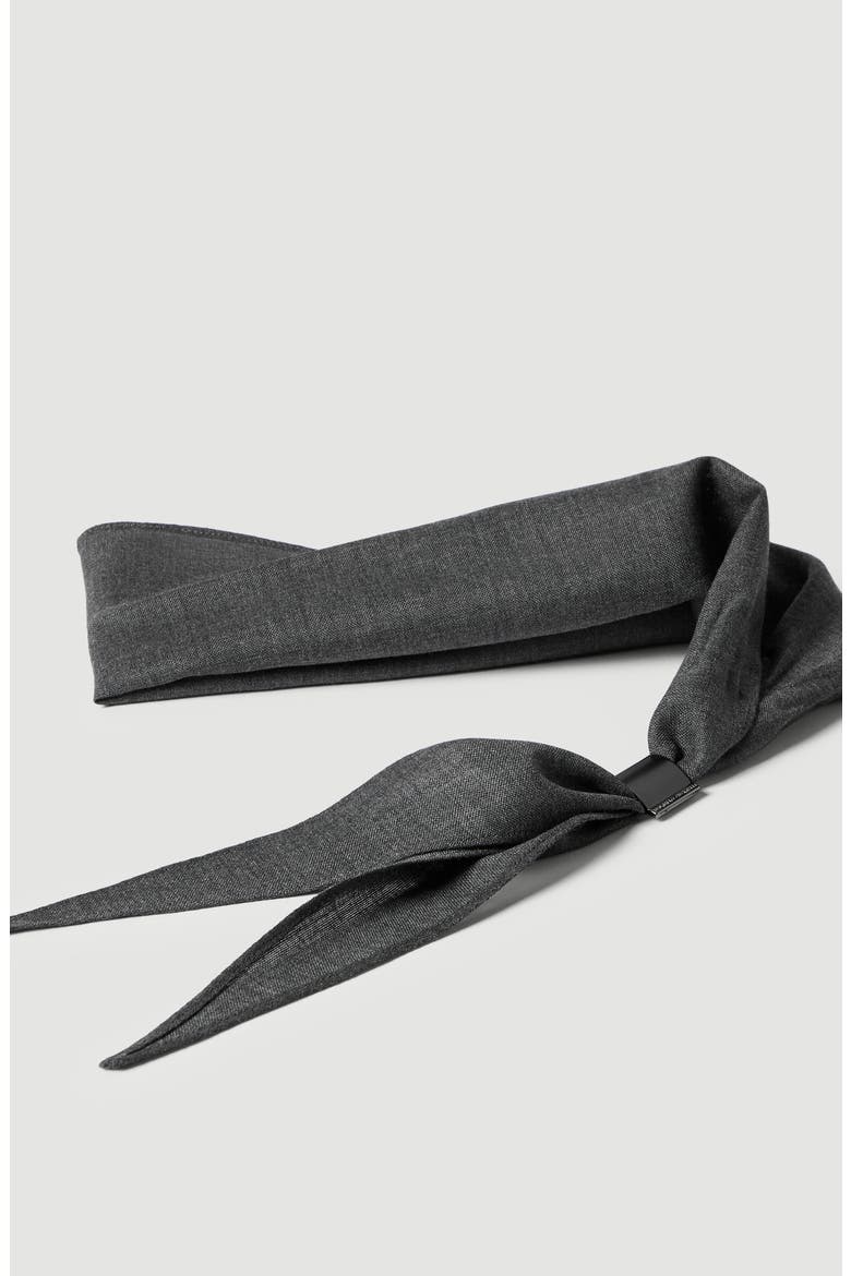 Virgin wool organza necktie with monili, Alternate, color, Dark Grey