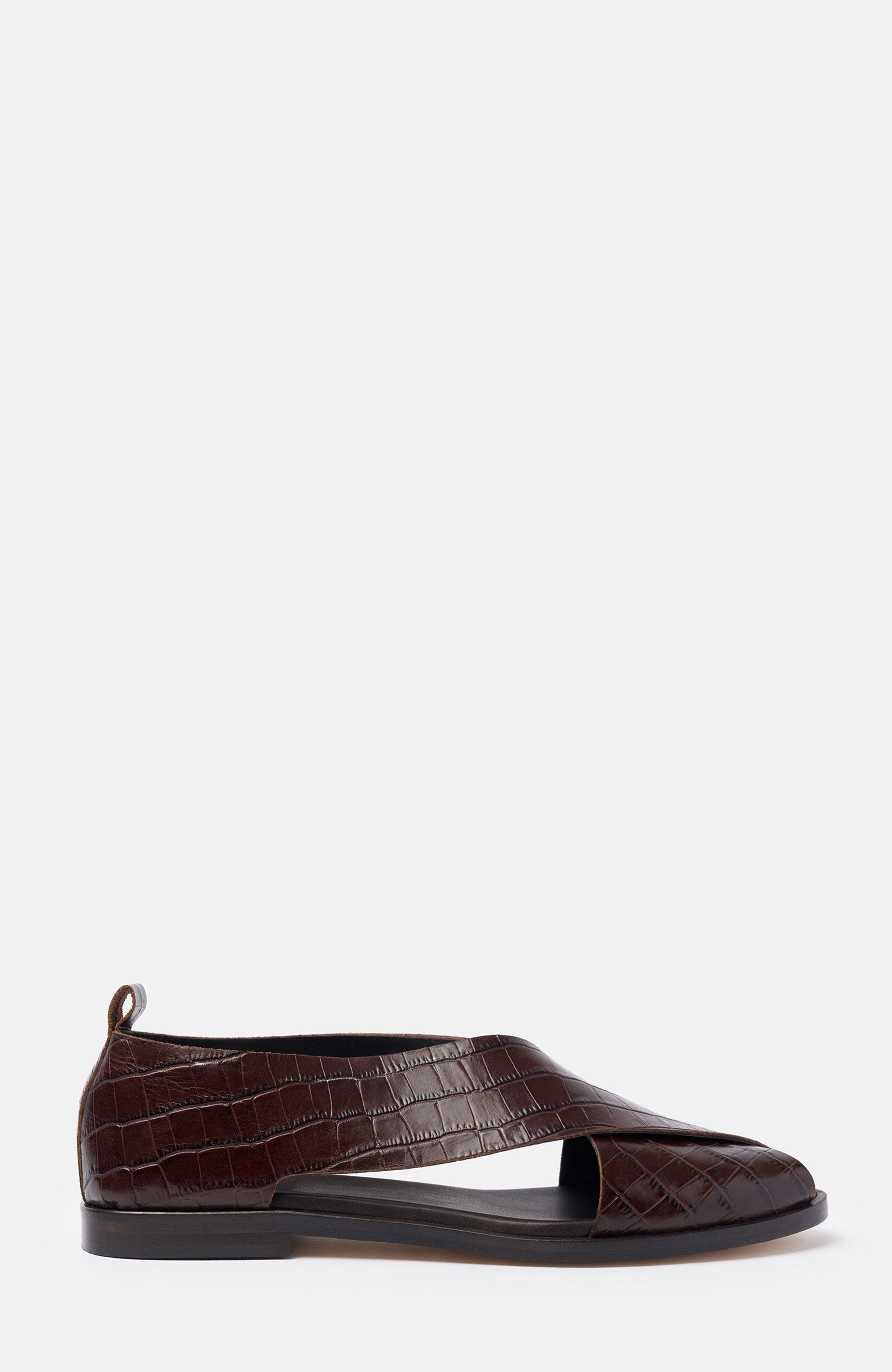 Eros Sandals, Alternate, color, Dark Brown - Croco-Print Calf