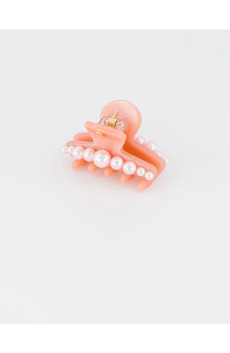 Alexandre de Paris Goncourt small acetate and pearl hair clip, Alternate, color, Pink