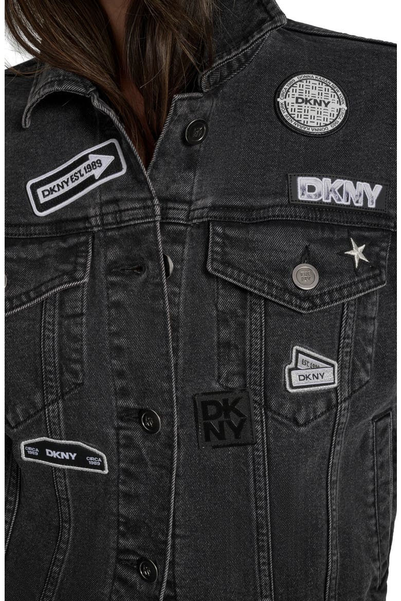 ジャケット・アウター 90s DKNY front zip black denim jacket Logo Patch Denim Trucker Jacket (Women) | Nordstromrack