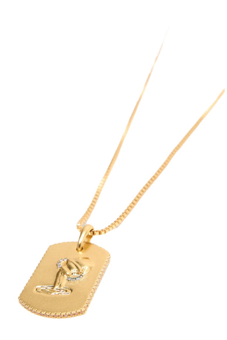Zodiac sign plaque necklace, Alternate, color, Aquarius