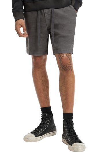 John Varvatos Benson Linen Blend Drawstring Shorts In Seal Grey
