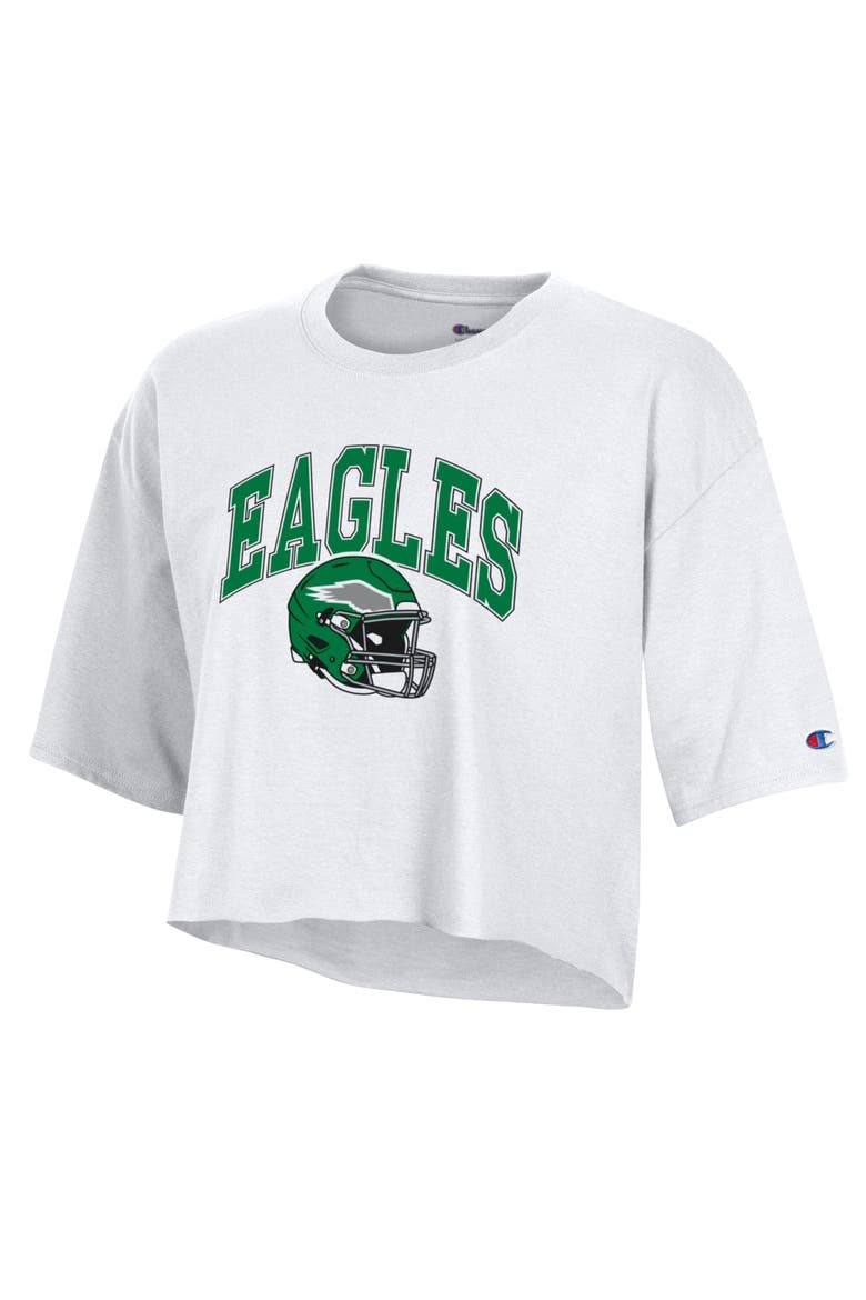 Women's Champion  White Philadelphia Eagles Boyfriend Cropped T-Shirt, Alternate, color, White