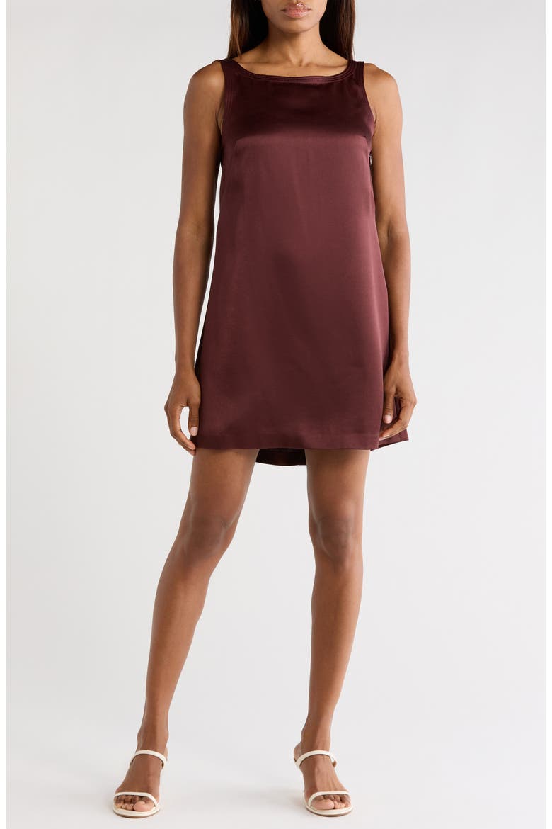 Heavy Satin Shift Dress, Main, color, RAISIN