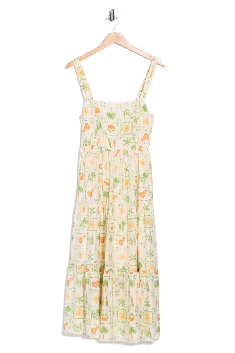 Veggie Print Midi Dress, Alternate, color, GREEN MULTI
