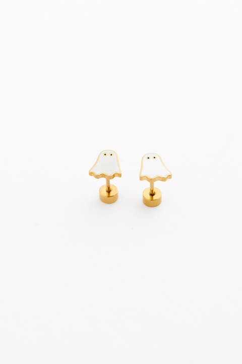 Girls' Ghost Flatback Stud Hypoallergenic Earrings