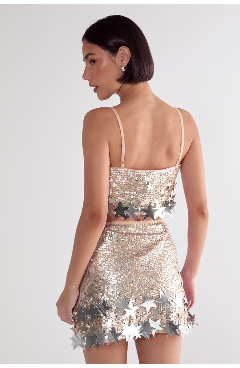 NASTY GAL Embellished Star Trim Bralet, Alternate, color, Silver