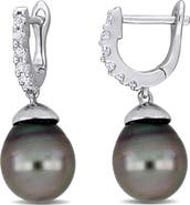 Julianna B. Tahitian Pearl & White Topaz Drop Earrings