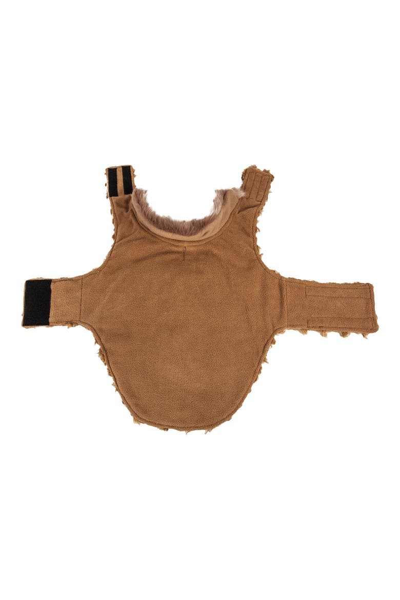 LUXE 'Gilded Rawflled' Gold Fleck Designer Faux Fur Dog Coat, Alternate, color, COFFEE BROWN AND WHITE