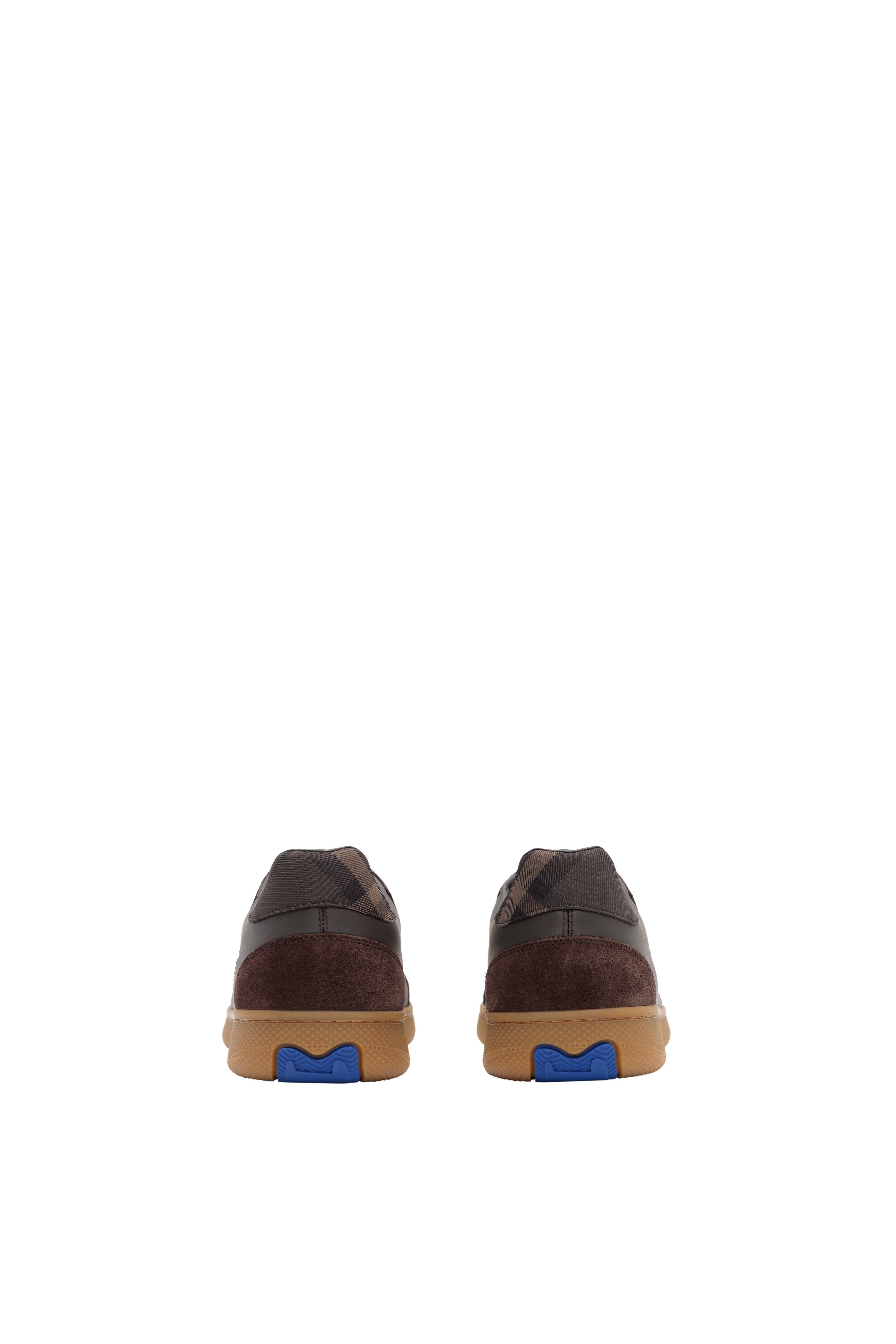 Leather, Suede and Check Terrace Sneakers, Alternate, color, Dark brown
