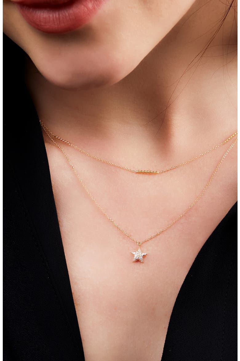 Icon Diamond Dome Star Pendant Necklace (Nordstrom Exclusive), Alternate, color, 18K YELLOW GOLD