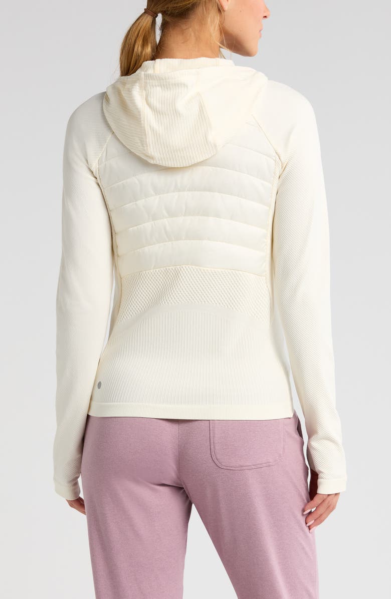 Zella Seamless Mixed Media Puffer Jacket, Alternate, color, Ivory Egret