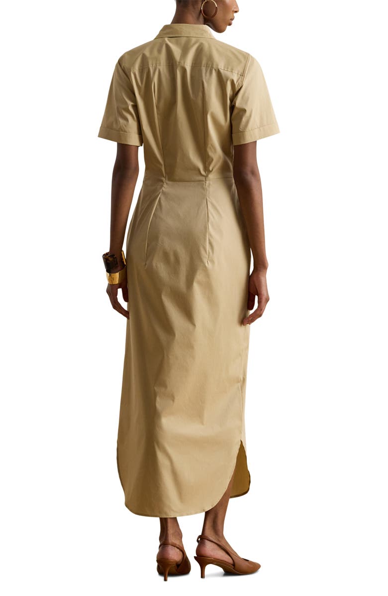 Lauren Ralph Lauren Twist Front Cotton Blend Shirtdress, Alternate, color, Birch Tan Beige