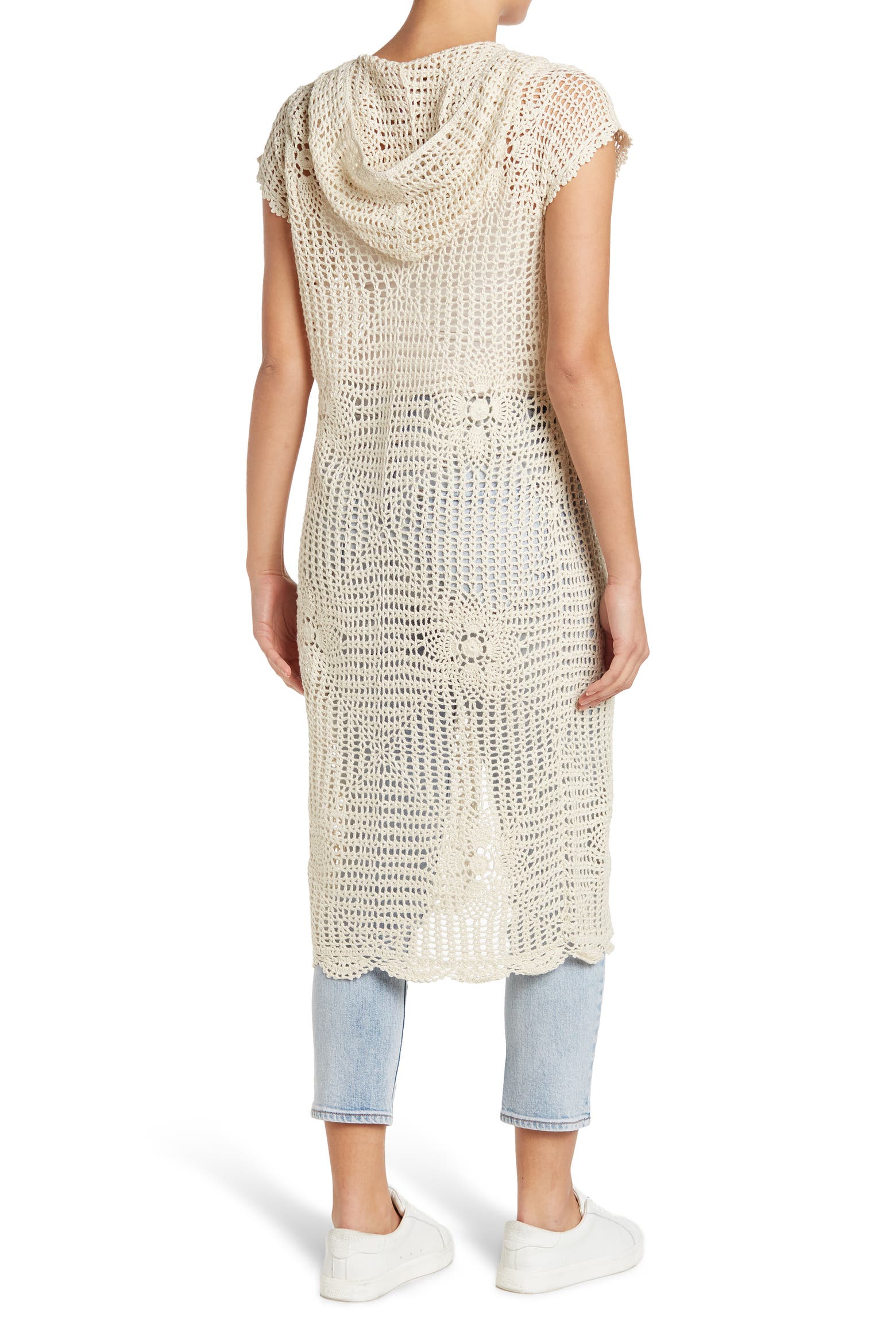 90 Roses RAIN AND ROSE Rain & Rose Short Sleeve Crochet Vest (Women) | Nordstromrack
