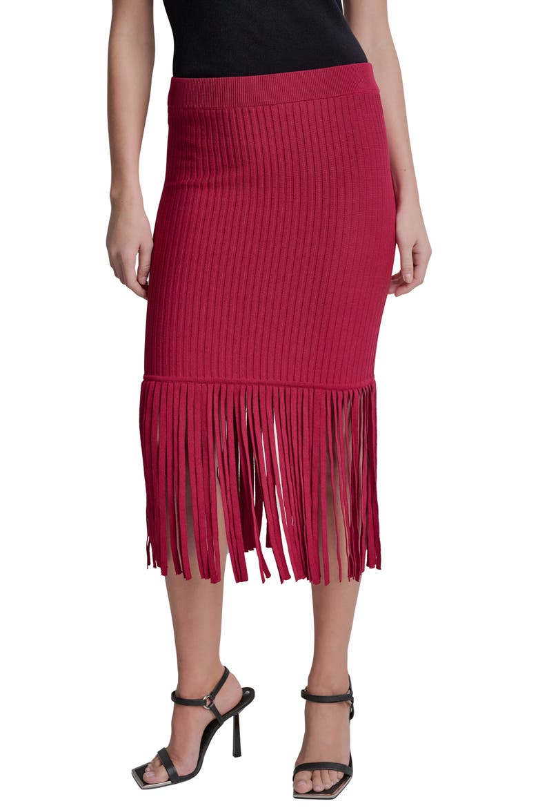 Fringe Rib Midi Skirt, Main, color, RHYTHM RED