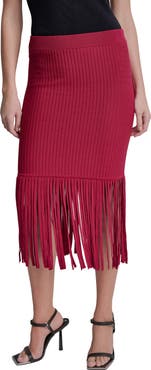 DKNY Fringe Rib Midi Skirt