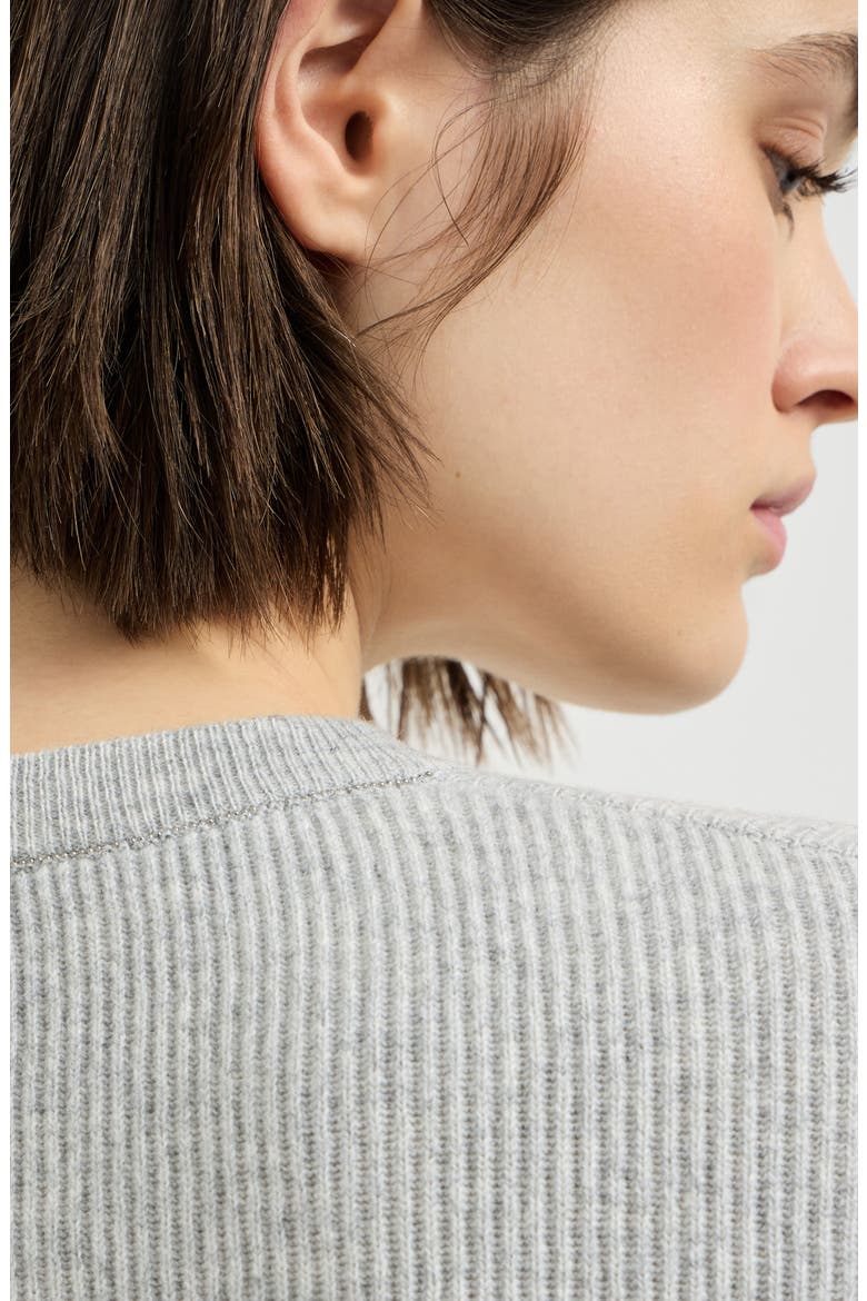 Cashmere English rib sweater with monili, Alternate, color, Light Grey