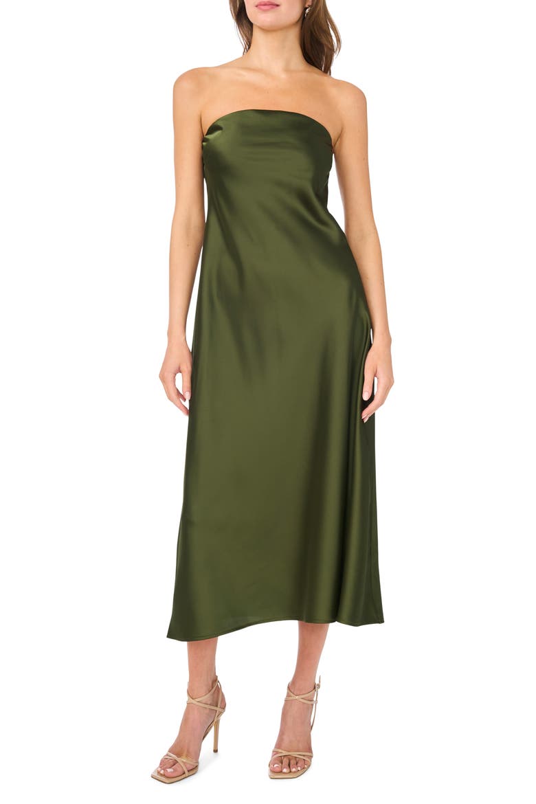 Strapless Maxi Dress, Main, color, MIDNIGHT SAGE