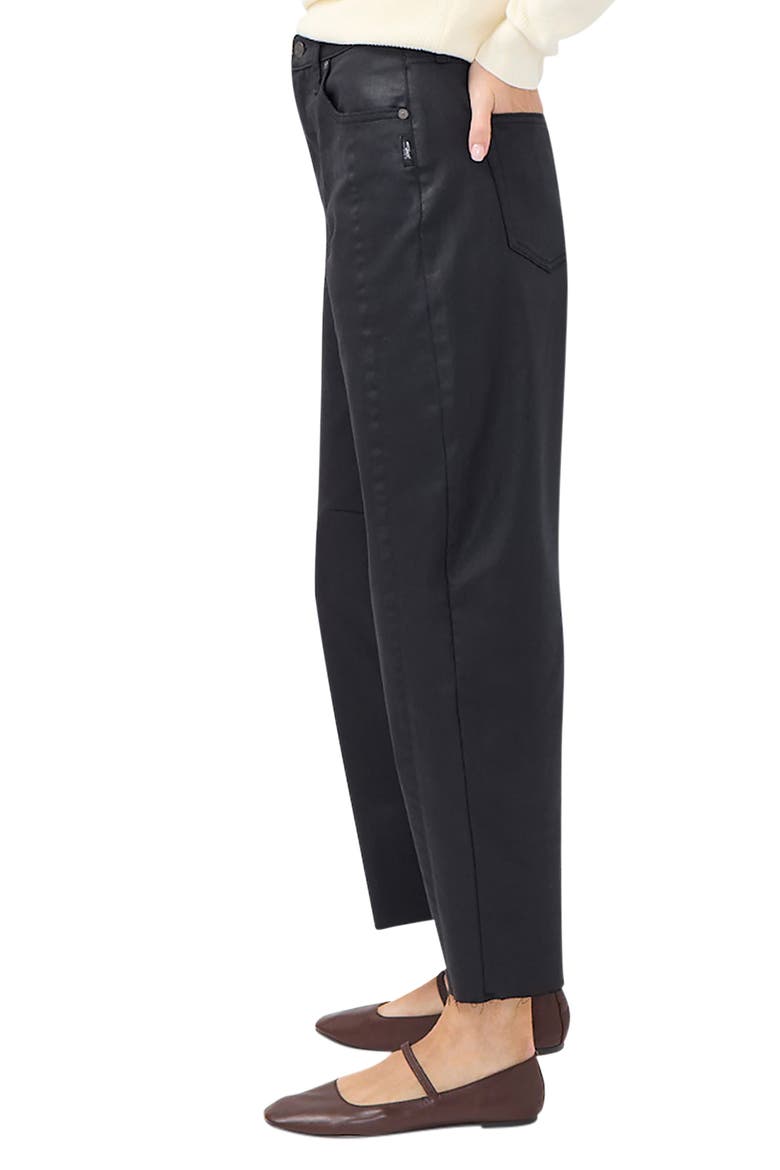 Coated Slim Barrel Jeans, Alternate, color, BLACK