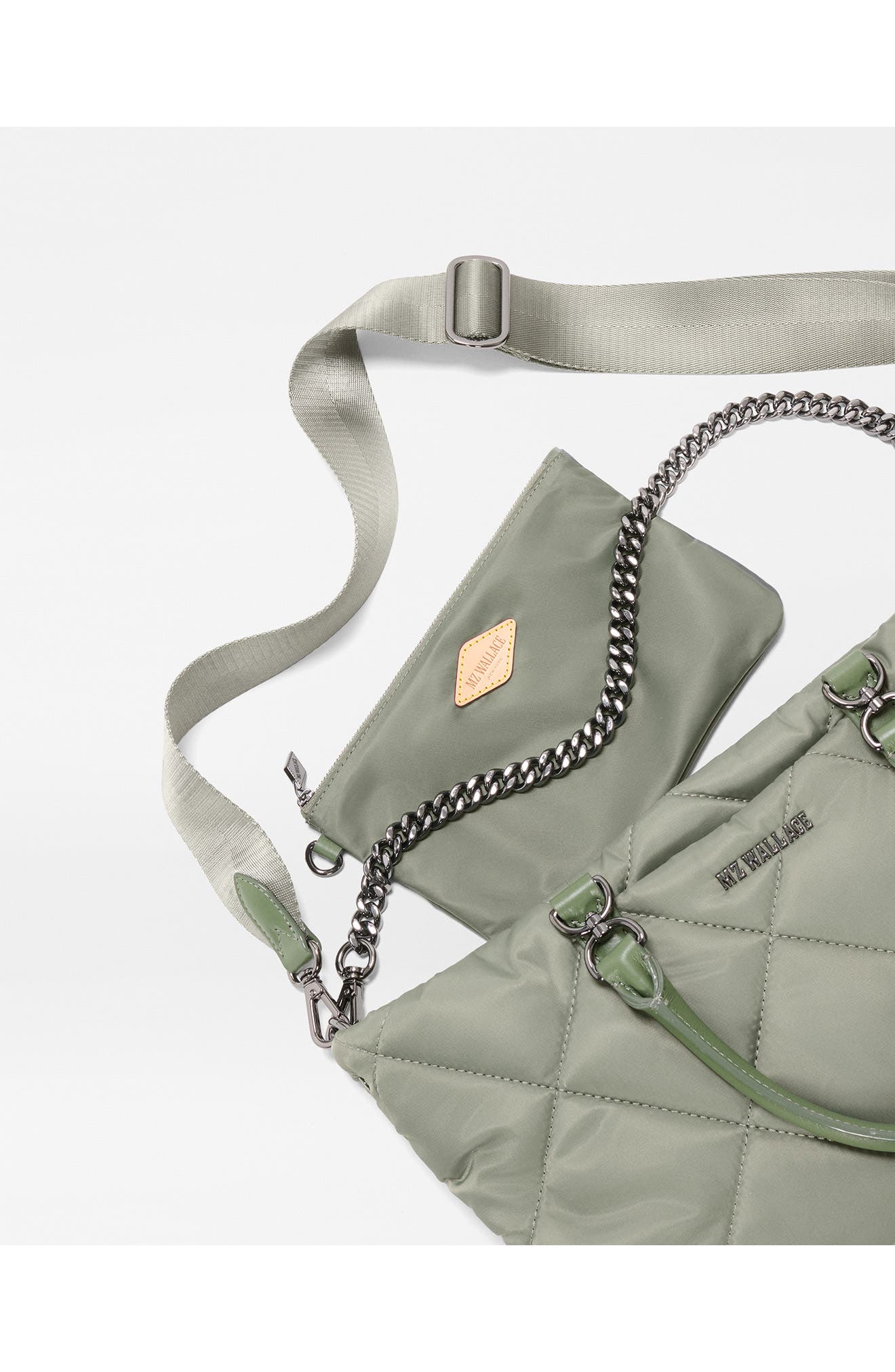 MZ Wallace Madison Quilted Nylon Crossbody Bag, Alternate, color, Agave Green