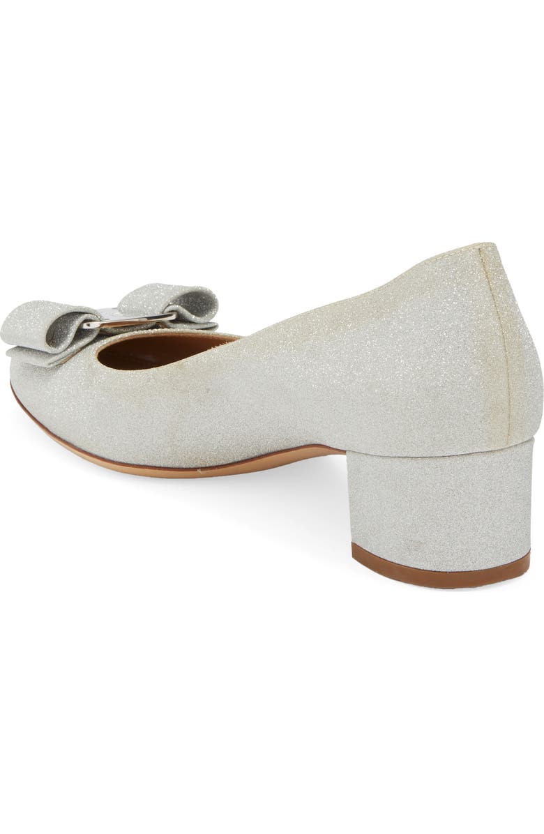 FERRAGAMO Salvatore Ferragamo Vara Bow Glitter Pump, Alternate, color, Argento