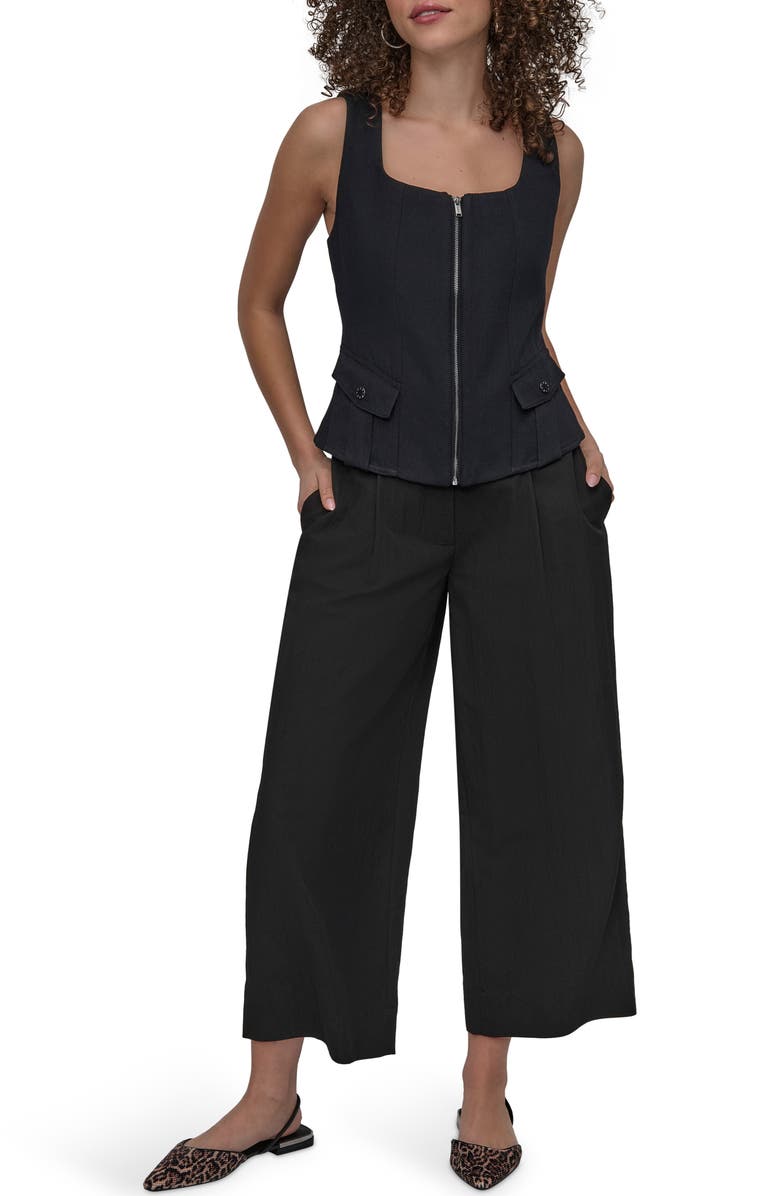 DKNY Zip Front Twill Sleeveless Top, Alternate, color,