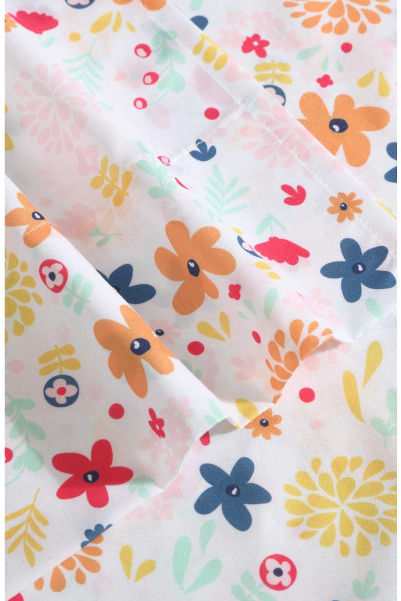 Colorful Floral Microfiber Sheet Set, Alternate, color, WHITE/ PINK/ YELLOW