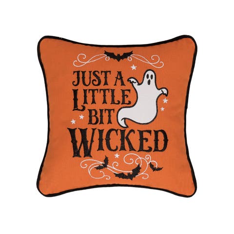 Ghost Embroidered 100% Cotton Halloween Mini Accent Throw Pillow 10" x 10"