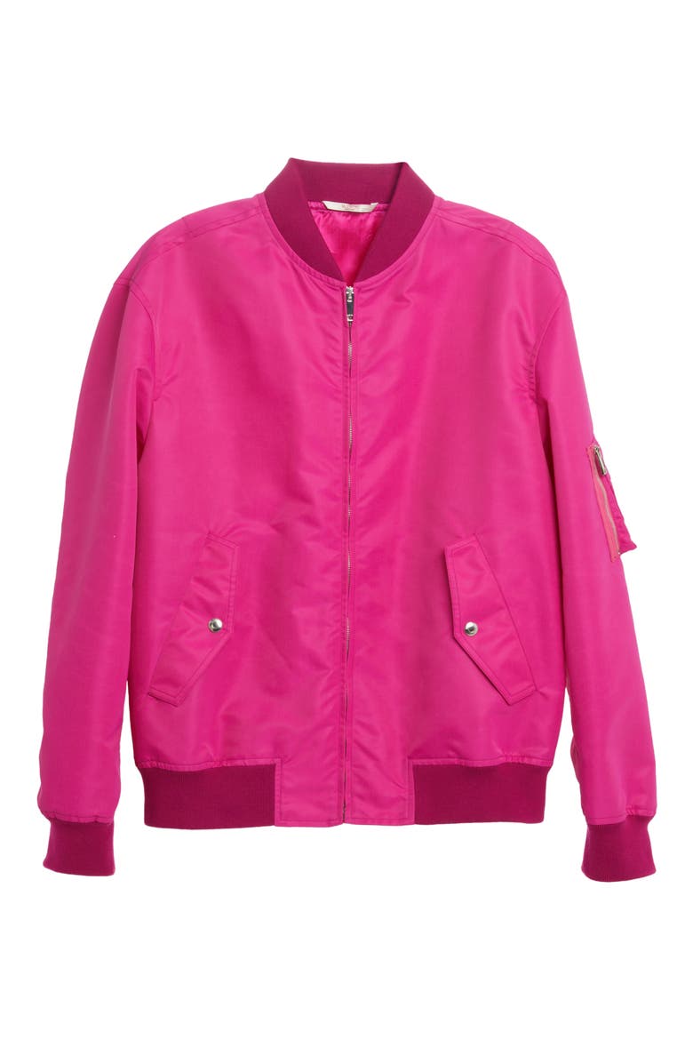 Nylon Bomber Jacket, Alternate, color, PINK PP