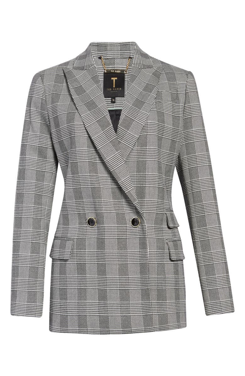 Ted Baker London Plaid Double Breasted Longline Blazer, Main, color, 