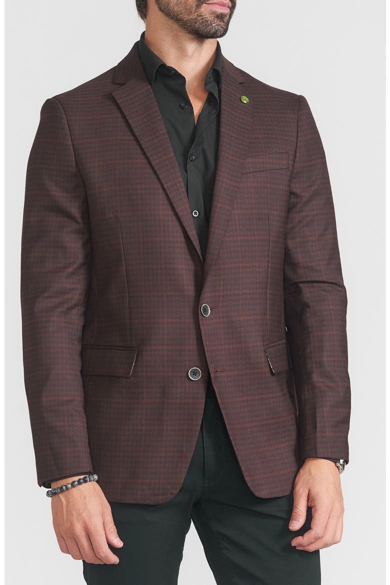 Plaid Print Wool Blend Sport Coat, Main, color, BROWN