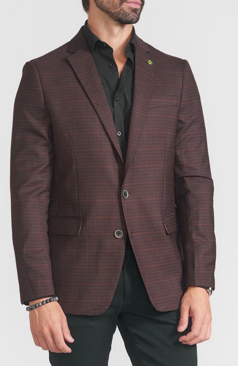 Plaid Print Wool Blend Sport Coat