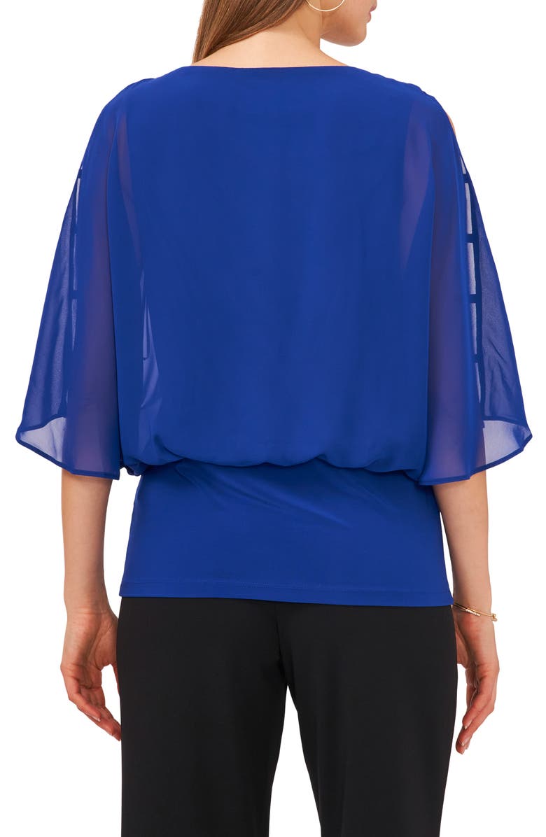Chaus Split Sleeve Rhinestone Blouse, Alternate, color, Goddess Blue