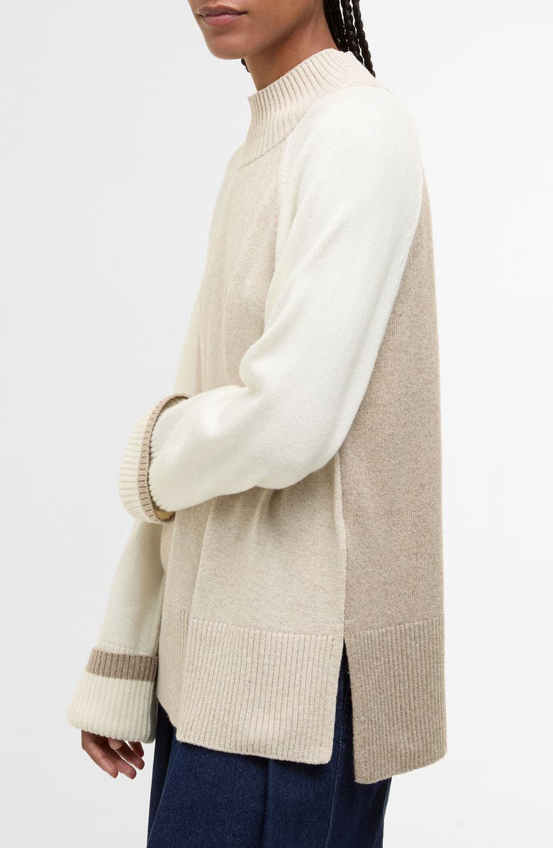 Barbour Wren Colorblock Mock Neck Sweater, Alternate, color, Oat Multi