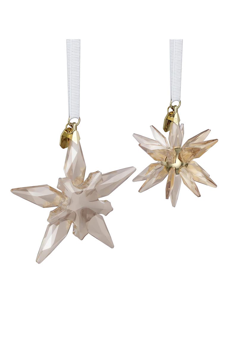 Swarovski 2025 Annual Edition Set of 2 Festive 3D Crystal Snowflake Ornaments, Alternate, color, Gold