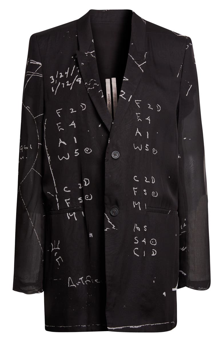 Rick Owens Temple Concordian Print Silk Chiffon Jacket, Main, color, Black/ Milk
