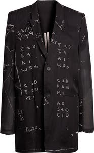 Rick Owens Temple Concordian Print Silk Chiffon Jacket