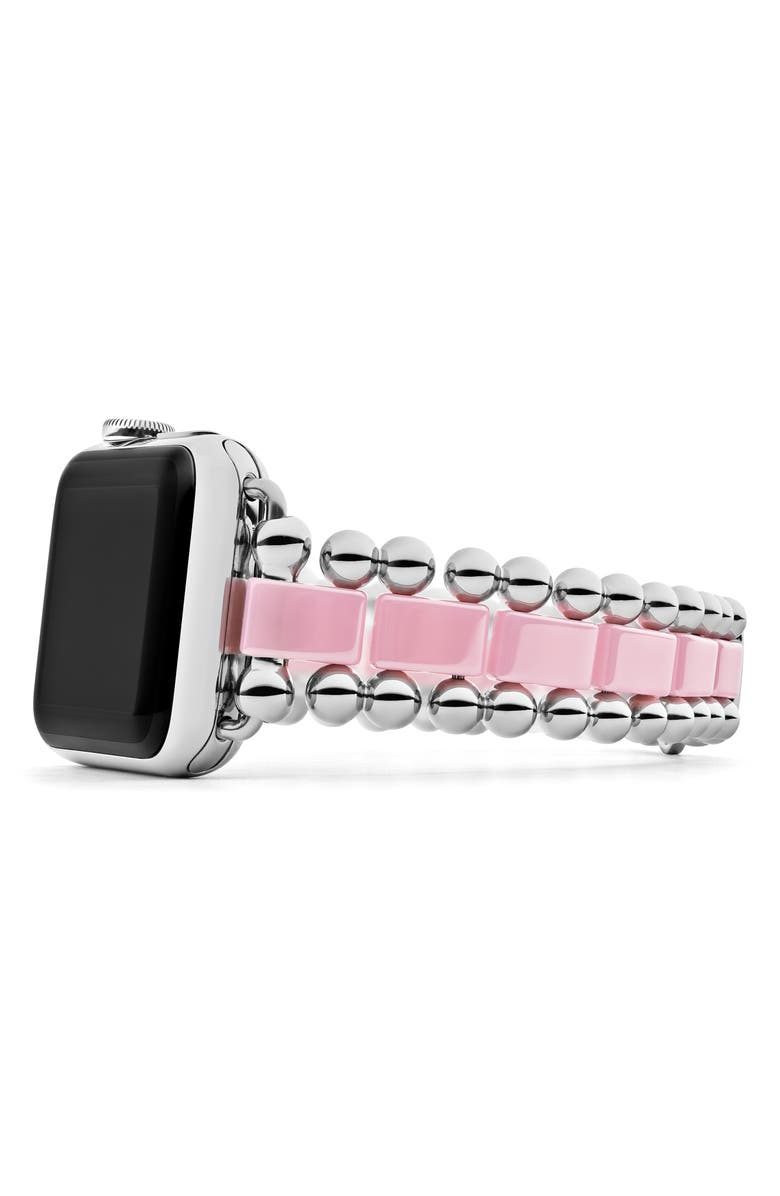 LAGOS Smart Caviar Ceramic & Stainless Steel Apple Watch<sup>®</sup> Bracelet Watchband, Alternate, color, Caviar Pink