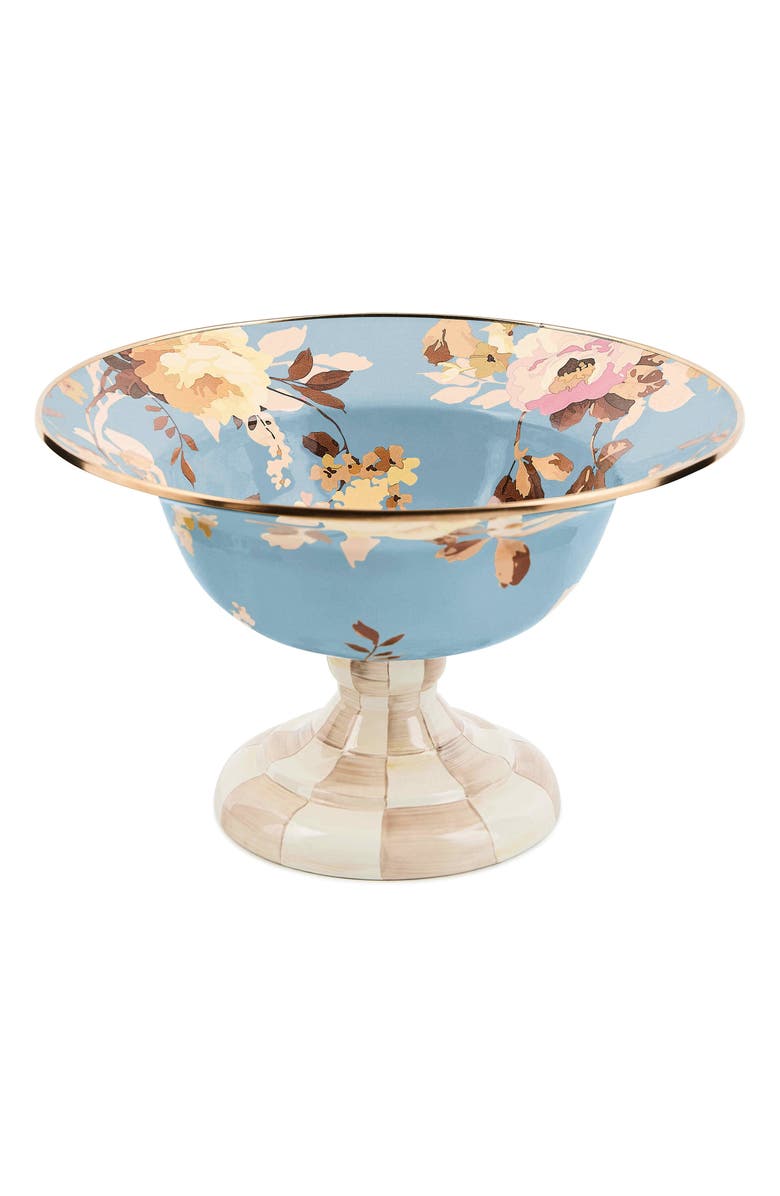 MACKENZIE CHILDS Wild Rose Slate Large Compote, Main, color, Blue