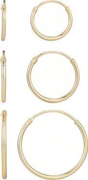 ADORNIA FINE Set of 3 Assorted 925 Sterling Silver Hoop Earrings